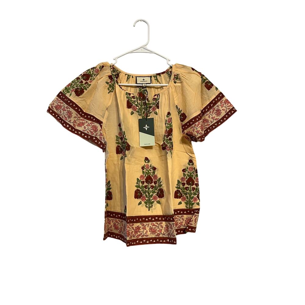 Tuckernuck Blush Chandelier Elena Top Floral Boho Block Print Size Small NWT!